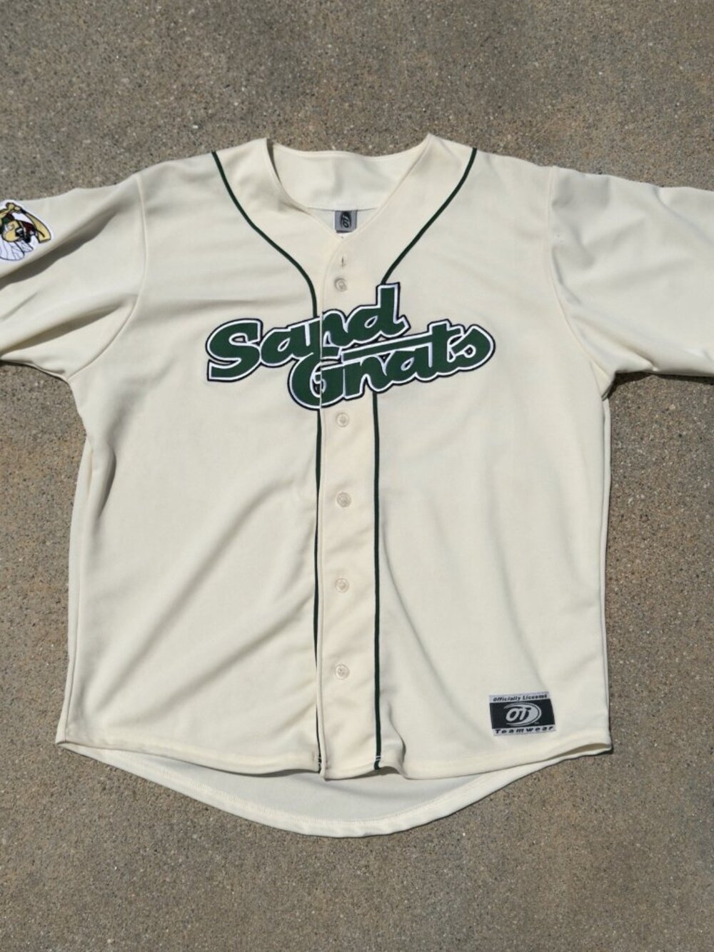 NWT Savannah Sand Gnats Baseball Jersey OT Teamwear Large Cream Green